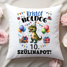 TeeInBlue Szülinapi dinós párna egyedi névvel Párna / FEHÉR HÁTOLDAL / szivacs lakástextília