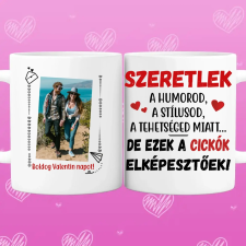 TeeInBlue Valentin napi vicces bögre fényképpel - elképesztő cickók Bögre / FEHÉR / NEM bögrék, csészék