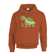  Teknős mikulássapkában és sálban - Unisex Kapucnis Pulóver férfi pulóver, kardigán