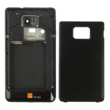  tel-szalk-151551 Gyári akkufedél hátlap - burkolati elem Samsung Galaxy S2, fekete mobiltelefon, tablet alkatrész