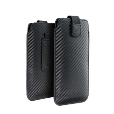  Telefontok Forcell Pocket Carbon - fekete tépőzáras, kihúzó füles tok (15,5x7,2x1 cm) tok és táska