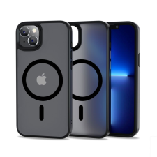  Telefontok iPhone 14 Plus - Tech-Protect Magmat MagSafe kompatibilis áttetsző műanyag hátlap tok, fekete szilikon kerettel tok és táska