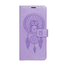  Telefontok iPhone 15 - MEZZO bagoly mintás lila mágneses szilikon keretes könyvtok tok és táska