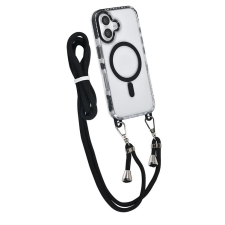  Telefontok iPhone 16 Plus - MagSafe kompatibilis átlátszó/fekete nyakbaakasztós hátlap tok tok és táska