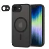  Telefontok iPhone 16e - Tech- Protect MagCam - MagSafe kompatibilis áttetsző műanyag hátlap tok, fekete szilikon kerettel, mágneses kameravédővel
