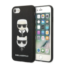 Telefontok iPhone 8 - Karl Lagerfeld Saffiano Karl&Choupette Head - fekete hátlap tok tok és táska