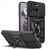  Telefontok Motorola Edge 60 Neo 5G - Camshield - fekete szilikon tok, kitámasztó ujjgyűrűvel, csúsztatható kameravédővel