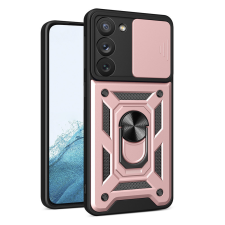  Telefontok Samsung Galaxy S23+ (S23 Plus) - Hybrid Armor Camshield - pink szilikon tok, kitámasztó ujjgyűrűvel, csúsztatható kameravédővel tok és táska