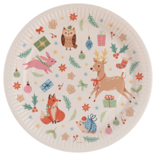 Téli erdő Winter Woodland papírtányér 8 db-os 23 cm party kellék