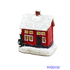  Téli házikó figura közepes 7,5x8x6cm - H dekorációs kellék