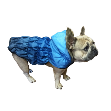  Téli kutyakabát szőrmés kapucnival, kék, XL-es kutyaruha