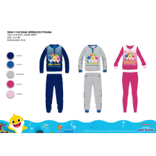  Téli pamut interlock gyerek pizsama - Baby Shark - szürke - 98 gyerek hálóing, pizsama
