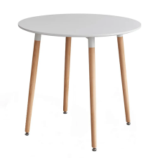 Tempo Étkezőasztal, fehér/bükk, átmérő 80 cm, ELCAN NEW TYP 2 bútor