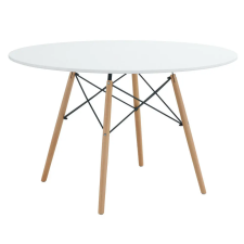 Tempo Étkezőasztal, fehér/matt/bükk, átmérő 120 cm, DEMIN NEW bútor