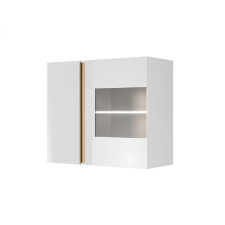 Tempo Fali vitrines szekrény 96, fehér/tölgy grandson/magasfényű fehér, CITY bútor