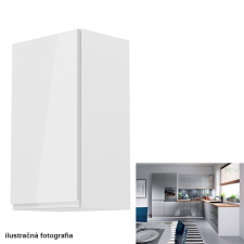 Tempo Felsőszekrény, fehér-szürke extra magasfényű, balos, AURORA G40 bútor