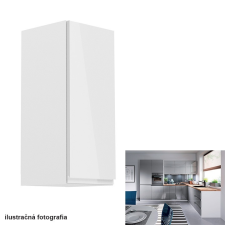 Tempo Felsőszekrény, fehér-szürke extra magasfényű, jobbos, AURORA G30 bútor