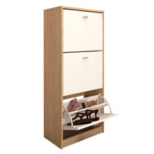 TEMPO KONDELA Háromrészes cipősszekrény, tölgy sonoma/fehér, VIVAT NEW TYP 2 bútor