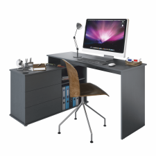 TEMPO KONDELA Univerzális sarok PC asztal, grafit, TERINO íróasztal