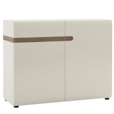 Tempo LYNATET 35 Komód, fehér extra magas fényű HG/trufla sonoma tölgy bútor