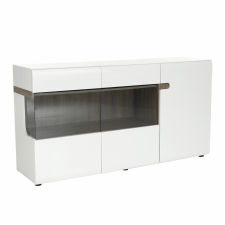 Tempo LYNATET 42 Komód, fehér - extra magas fényű HG/trufla sonoma tölgy bútor