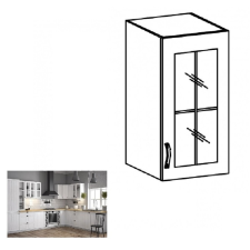 Tempo PROVANCE Felsőszekrény üveggel G30S, jobbos, fehér/sosna andersen bútor