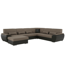 Tempo ülőgarnitúra U alakban, szövet barna/textilbőr barna, balos, EMILY U bútor