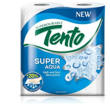 TENTO Kéztörlő, tekercses, 2 rétegű, "Super Aqua", fehér asztalterítő és szalvéta
