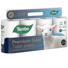 TENTO Prémium Gold 4 rétegű, kistekercses, 8 tekercs toalettpapír fehér (227921) higiéniai papíráru