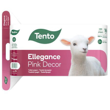 TENTO Toalettpapír, 3 rétegű, kistekercses, 16 tekercs, TENTO &quot;Ellegance Pink Decor&quot;, fehér higiéniai papíráru
