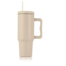 . Termoszbögre, 1,2 l, szívószállal, füllel, bézs bögrék, csészék