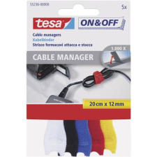 TESA On & Off Tesa tépőzáras kábelkötöző, kábelkötegelő 5 részes készlet (H x Sz) 200 mm x 12 mm TESA On & Off 55236-00-00 (55236-00-00) asztali számítógép kellék