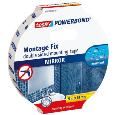 Tesa Powerbond 5 m × 19 mm, kétoldalas ragasztószalag tükrökhöz, fehér ragasztószalag és takarófólia