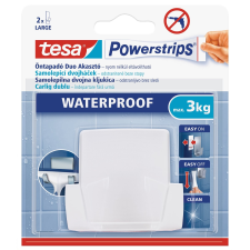 Tesa Powerstrips  nyom nélkül eltávolítható vízálló akasztó,fehér(1db,2 ragasztó fürdőszoba kiegészítő