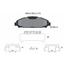TEXTAR fékbetétkészlet, tárcsafék TEXTAR 2210901 autóalkatrész