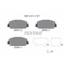 TEXTAR fékbetétkészlet, tárcsafék TEXTAR 2279701 autóalkatrész