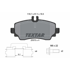 TEXTAR fékbetétkészlet, tárcsafék TEXTAR 2307003 autóalkatrész