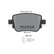 TEXTAR fékbetétkészlet, tárcsafék TEXTAR 2511003 autóalkatrész