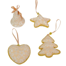  Textil akasztós karácsonyi dísz arany 7cm karácsonyfadísz