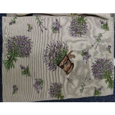 Textil asztali futó 33x140cm, 70% polyester + 30% cotton, cserepes levendulás party kellék