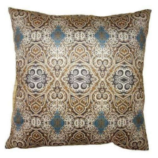 Textil párnahuzat 45x45cm, polyester, barna-zöld tapéta minta lakástextília