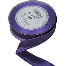  Textil szalag hagyományos drótos sötét lila 25mmx25m dekorációs kellék