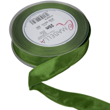  Textil szalag hagyományos drótos sötét zöld 25mmx25m dekorációs kellék