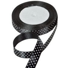  Textil szalag pöttyös fekete 15mm x 22m dekorációs kellék