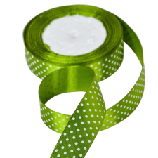  Textil szalag pöttyös moha zöld 25mmx22m dekorációs kellék