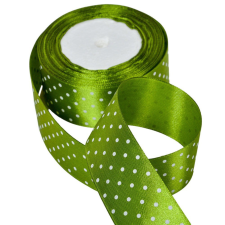  Textil szalag pöttyös moha zöld 38mmx22m dekorációs kellék