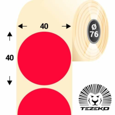 Tezeko 40 mm-es kör, papír címke, fluo piros színű (2750 címke/tekercs) etikett