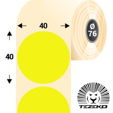 Tezeko 40 mm-es kör, papír címke, fluo sárga színű (5500 címke/tekercs) etikett