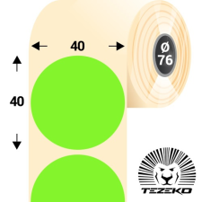 Tezeko 40 mm-es kör, papír címke, fluo zöld színű (5500 címke/tekercs) etikett
