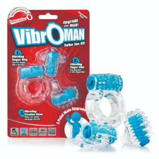 The Screaming O Screaming Vibroman - vibrációs péniszgyűrű szett - kék (3 részes) péniszgyűrű